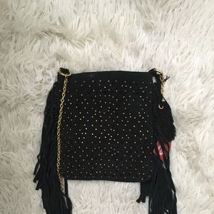 Suede fringe purse